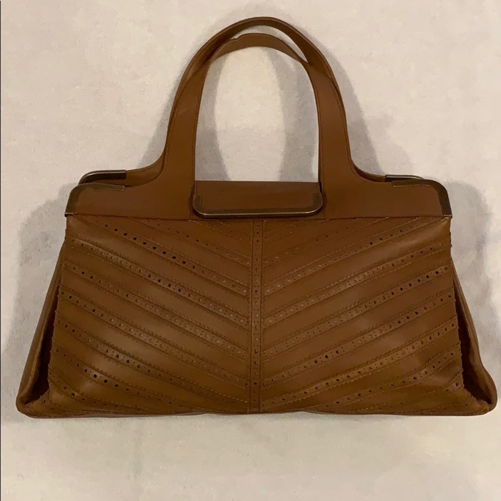Alexander McQueen Brown Laser Cut Handbag Perfect